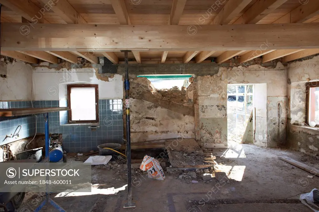 Old farmhouse with a new wooden ceiling