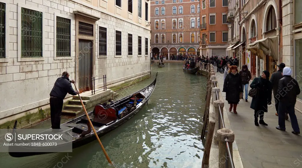 Gondolas in the Bacino Orseolo, Venice, Veneto, Italy, Europe
