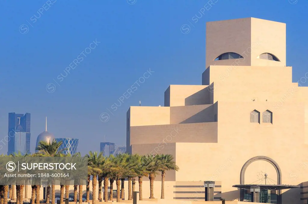 Skyscrapers and the Museum of Islamic Art, Business District, West Bay area, Doha, Qatar