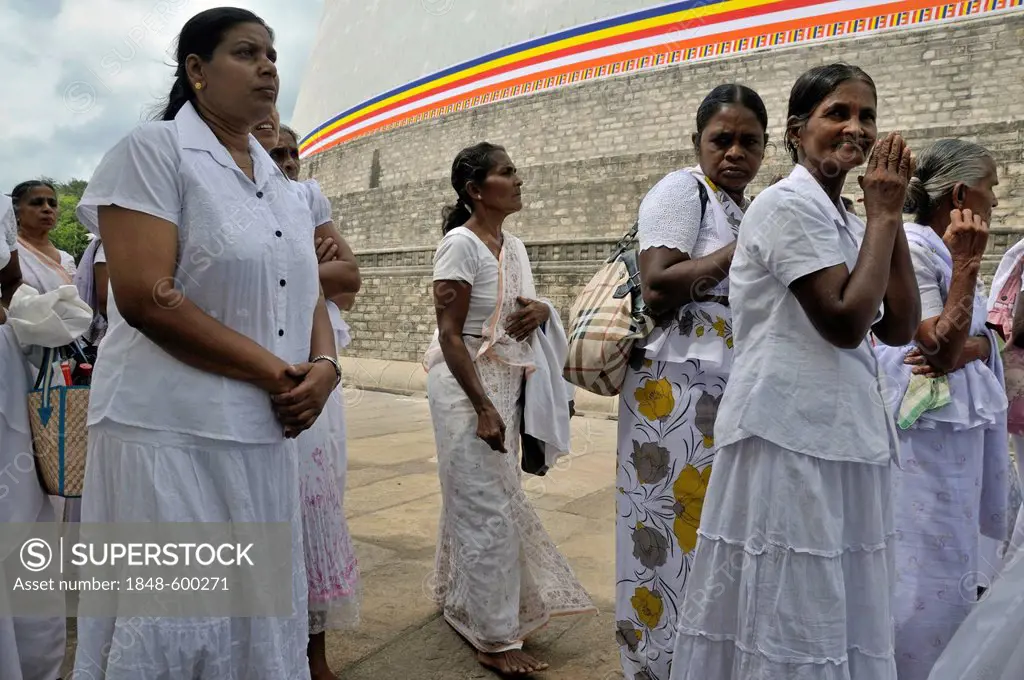 Prayer, praying gesture, Puja, Ruvanveli Seya Dagoba, Anuradhapura, Unesco World Heritage site, Sri Lanka, Ceylon, South Asia, Asia