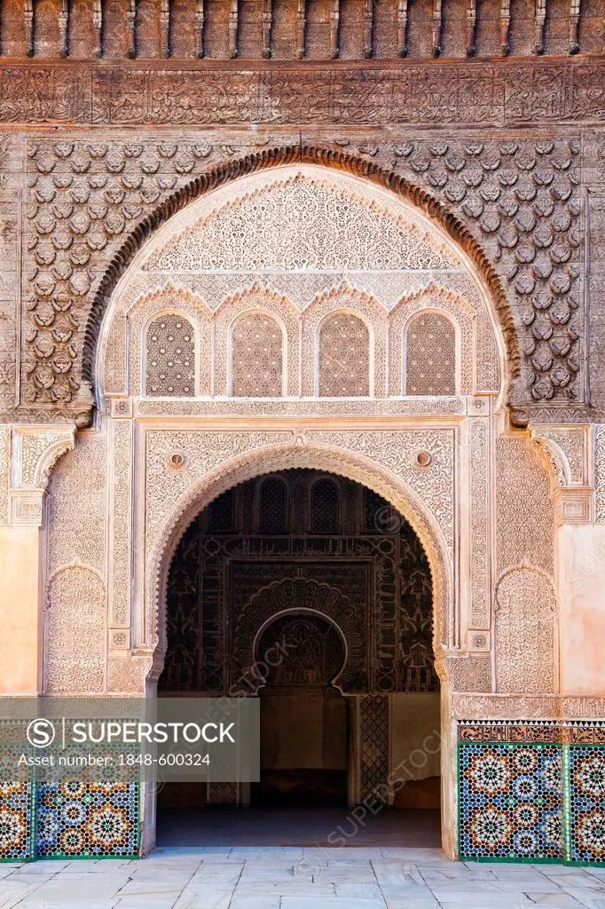 Ben Youssef Madrasa, an Islamic college, Medina, historic district, UNESCO World Heritage site, Marrakech, Morocco, Africa