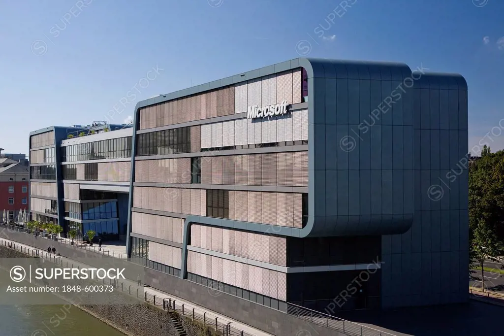 Microsoft building, Rheinauhafen harbour, Cologne, North Rhine-Westphalia, Germany, Europe