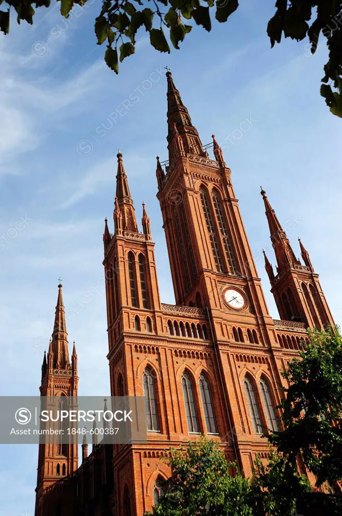 Marktkirche, Protestant church, built in the architectural style of the Gothic Revival, Wiesbaden, capital of Hesse, Germany, Europe