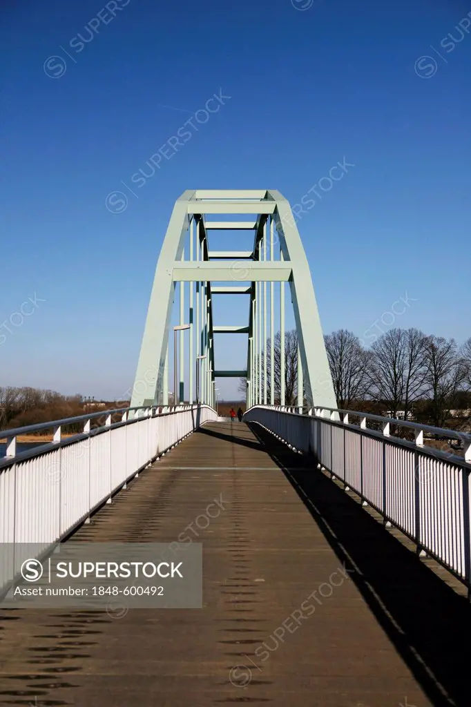 Pedestrian bridge, port of Niehl, Koeln-Niehl, Cologne, North Rhine-Westphalia, Germany, Europe