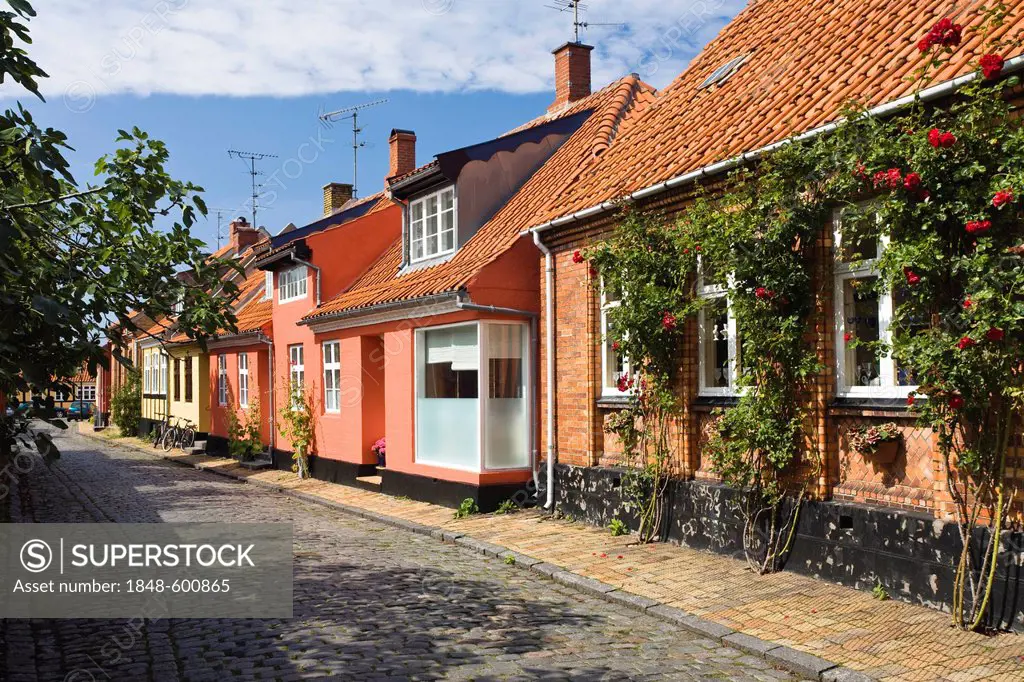 Timber-framed houses in Rønne, Bornholm, Denmark, Europe
