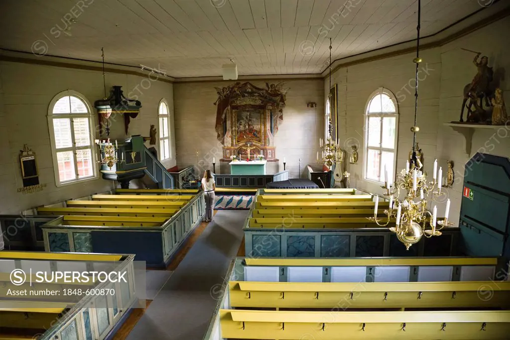 Interior, Kraksmala church, Smaland, South Sweden, Scandinavia, Europe
