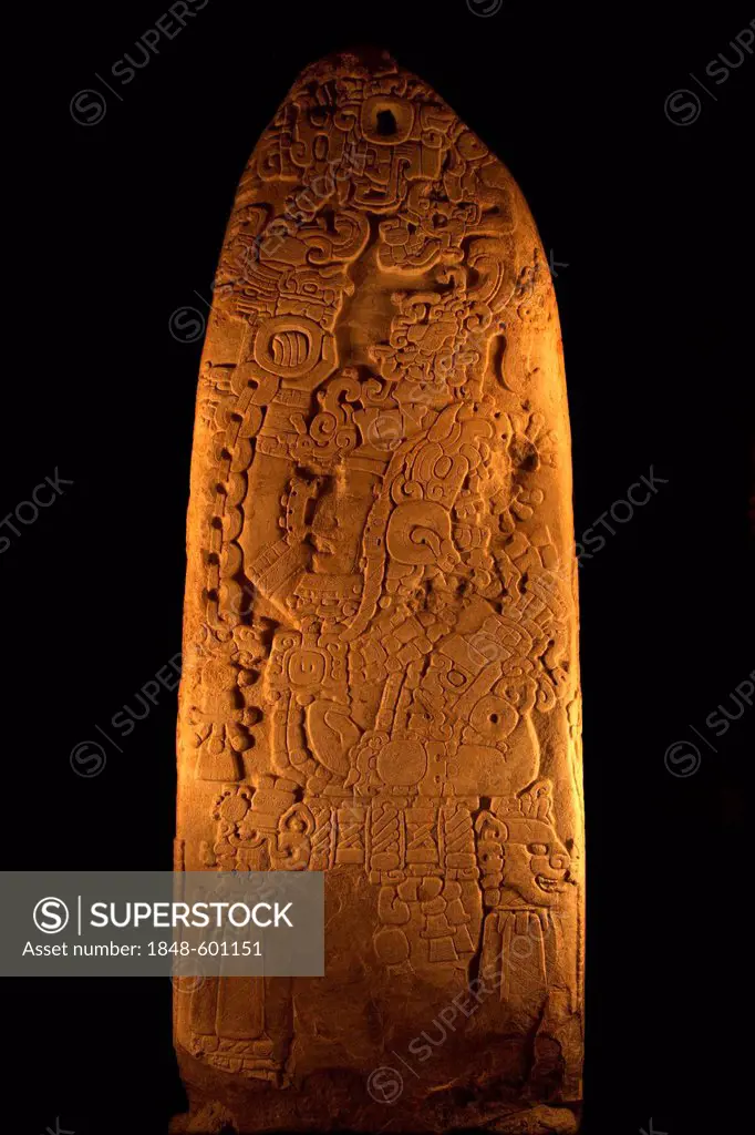 Stela n¼ 31, Sian Chaan Kawil, Stormy Sky, Double Comb, Archeological Museum, Tikal National Park, Peten Department, Guatemala, Central America