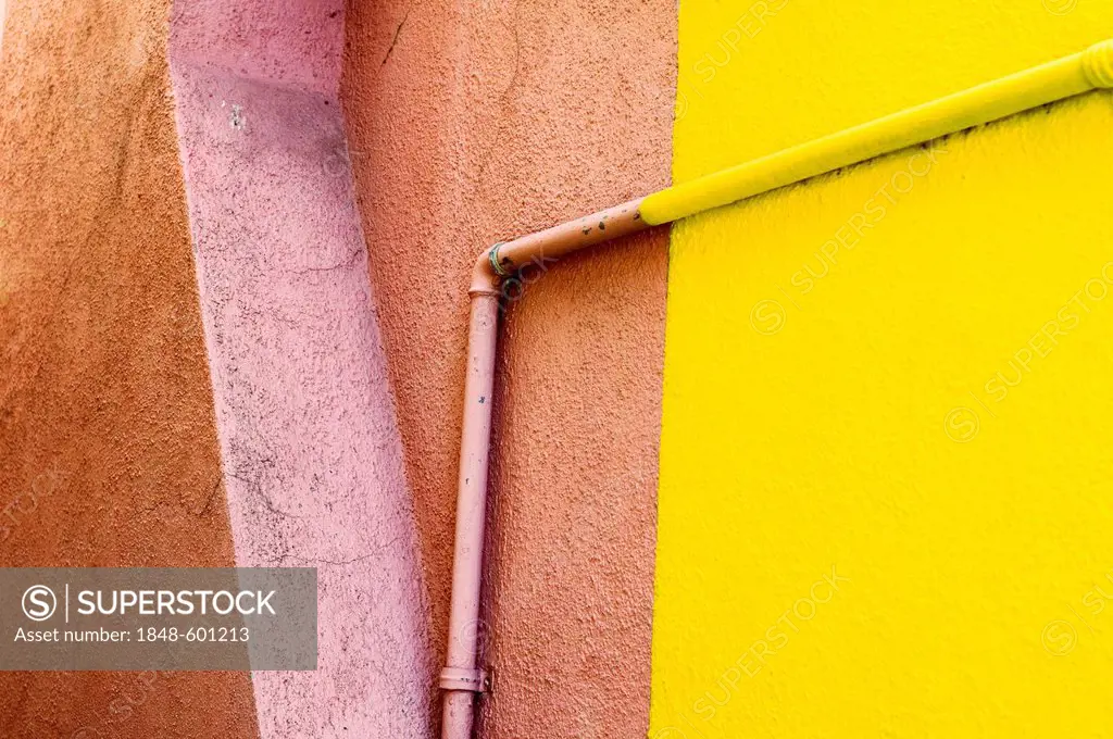 Coloured wall, Burano, Italy, Europe