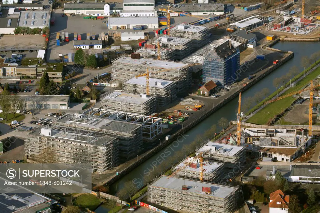 Aerial view, Hochschule Rhein-Waal technical college, Kleve, Niederrhein area, North Rhine-Westphalia, Germany, Europe