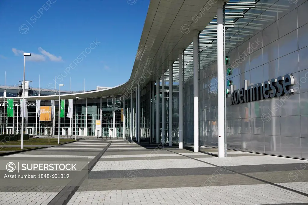 North entrance, Koelnmesse, Cologne Trade Fair, Cologne, North Rhine-Westphalia, Germany, Europe