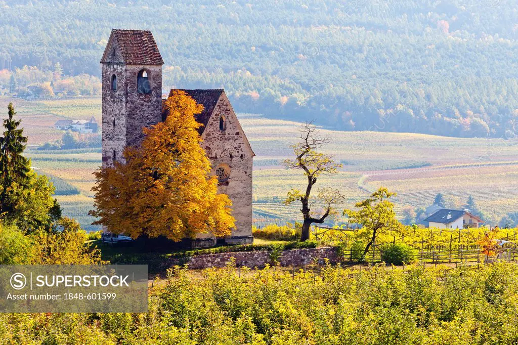 Castle Church of St. Sebastian, Englar Castle in Appiano on the Wine Route, South Tyrol, Italy, Europe