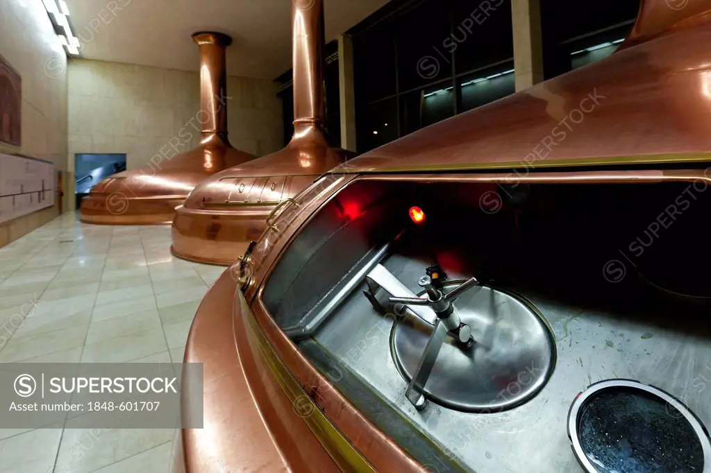 Copper vats, Binding brewery, Frankfurt, Hesse, Germany, Europe