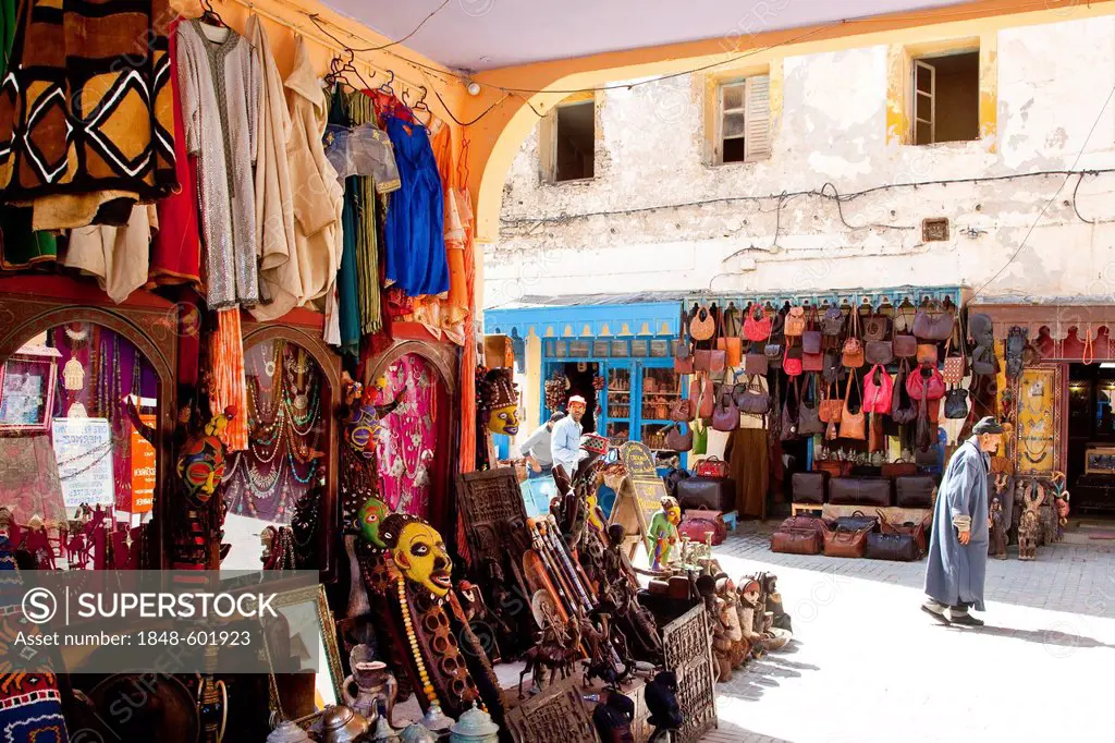 Souvenir shop in the historic town or medina, UNESCO World Heritage Site, Essaouira, Morocco, Africa