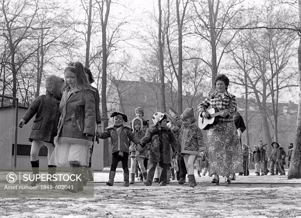 Carnival parade of a kindergarten class, Leipzig, East Germany, about 1976