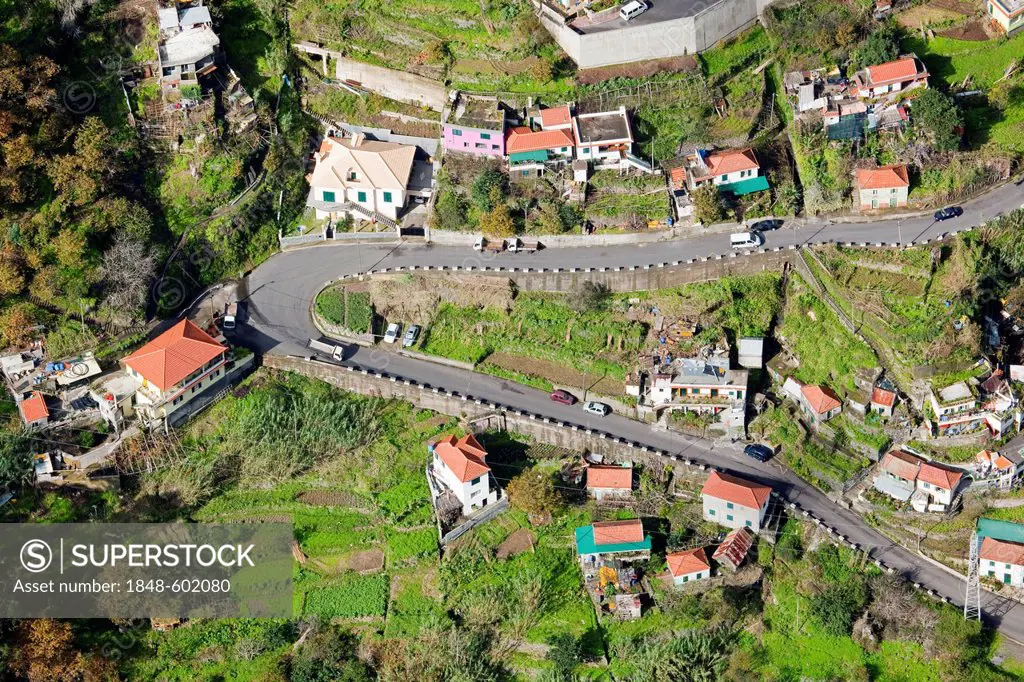 Road construction in the Corral of the Nuns or Curral das Freiras, Madeira, Portugal, Europe