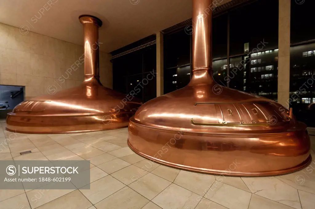 Copper vats, Binding brewery, Frankfurt, Hesse, Germany, Europe