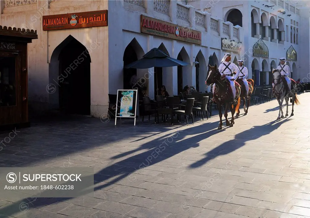 Mounted police, Souk Waqif, Doha, Qatar, Middle East