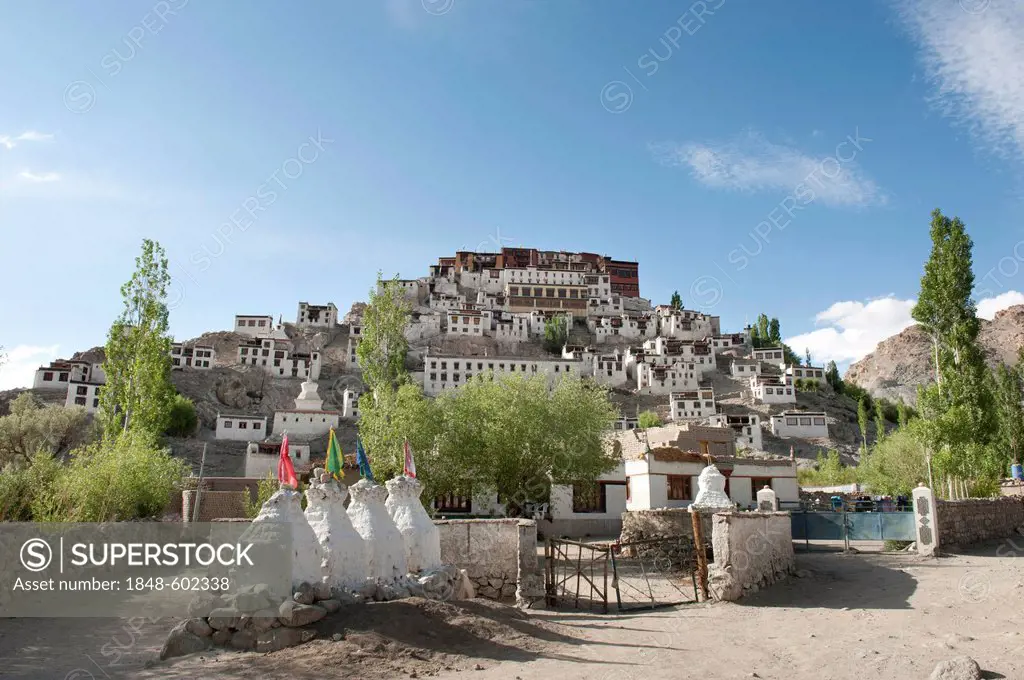 Tibetan Buddhism, monastery complex on a hill, Thikse Gompa Monastery near Leh, Ladakh district, Jammu and Kashmir, India, South Asia, Asia