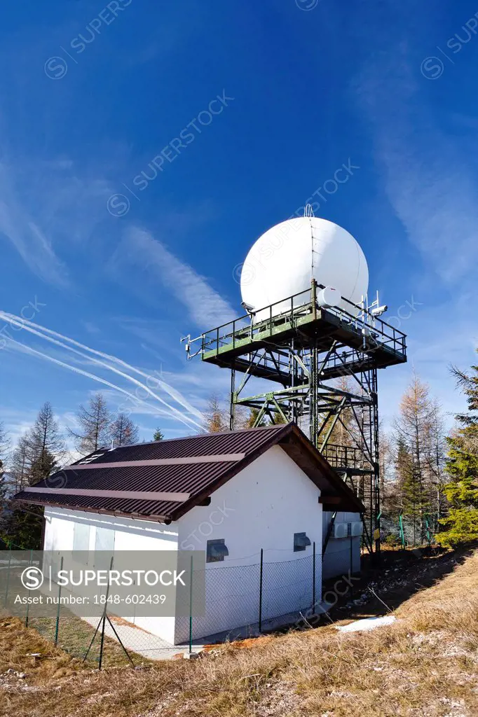 Precipitation Radar Station on Gantkofel Mountain, Mendel Ridge, Alto Adige, Italy, Europe