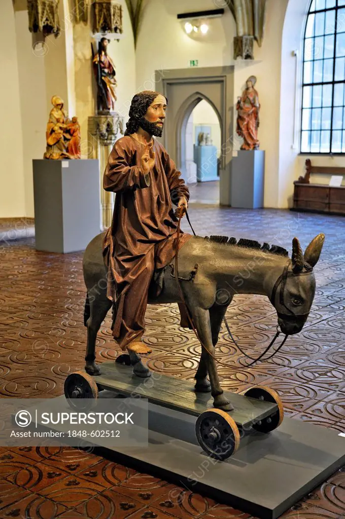 Hall of medieval religious art and the Palm Donkey from Ottenstall in the Allgaeu, end of the 15th Century, Bavarian National Museum, Prinzregentenstr...