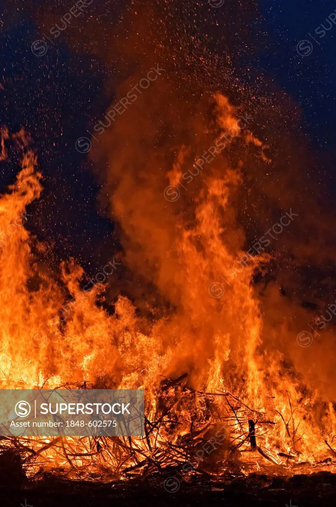 Easter bonfire, Versmold, North Rhine-Westphalia, Germany, Europe
