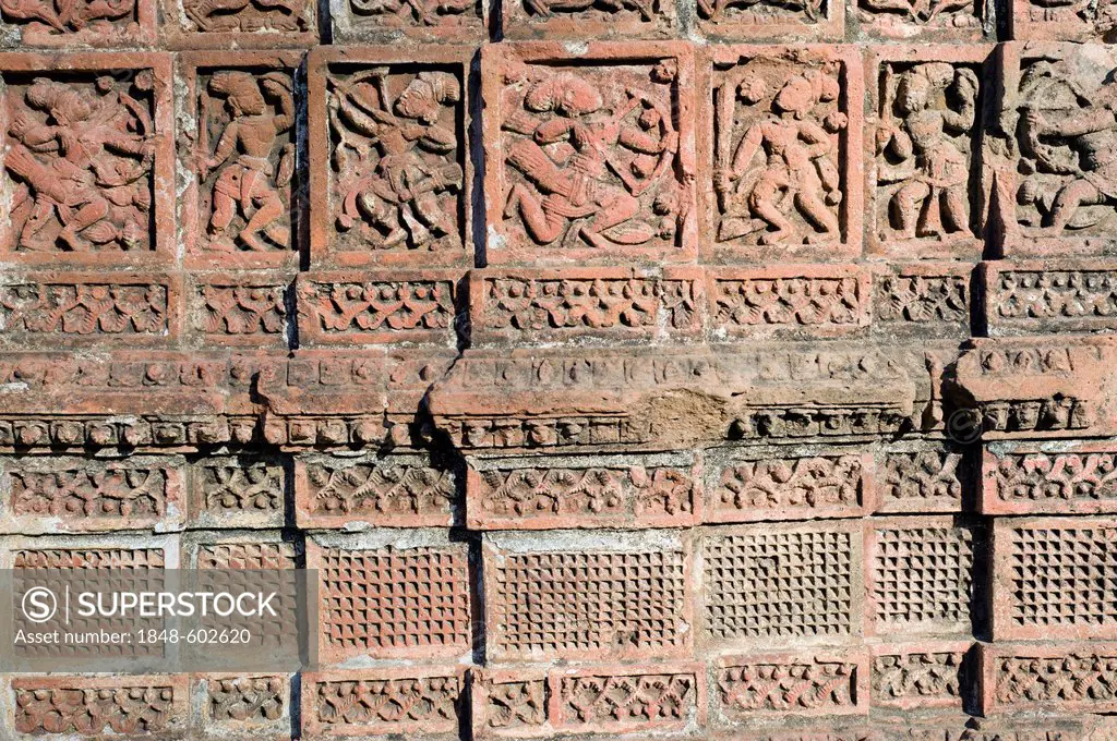 Details, Madan Mohan terracotta temple in Keshta Rai, Bishnupur, Bankura district, West Bengal, India, Asia