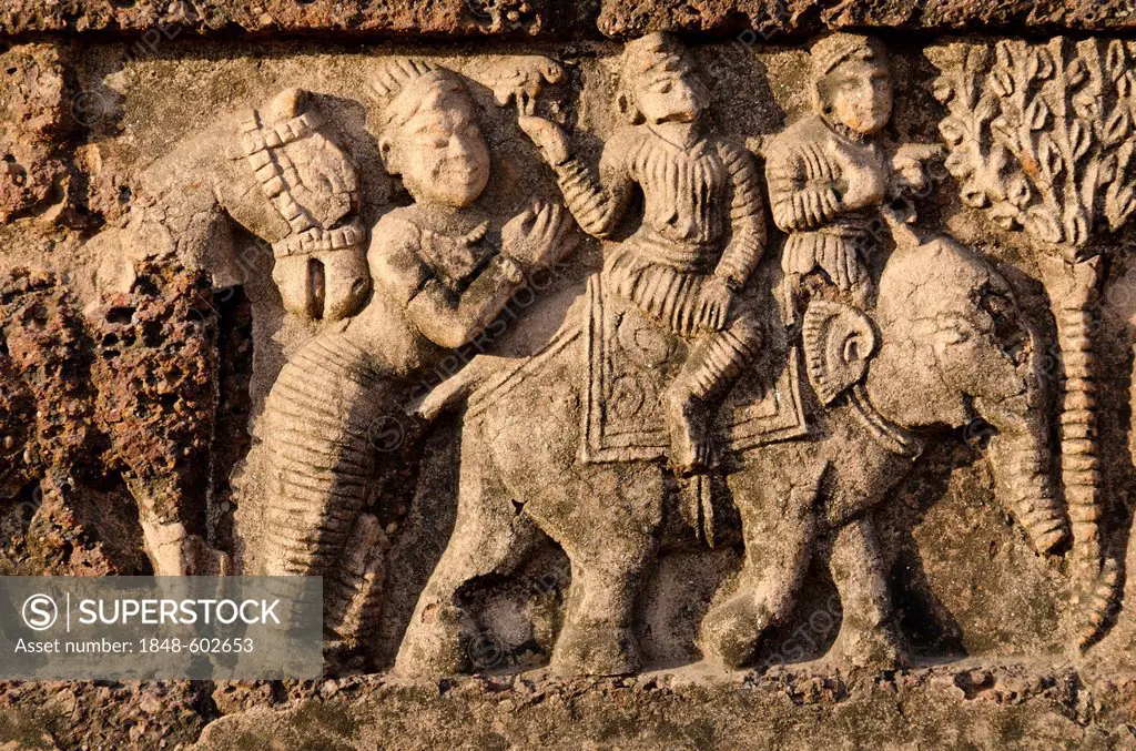 Relief at the Radha Shyam terracotta temple, Bishnupur, Bankura district, West Bengal, India, Asia