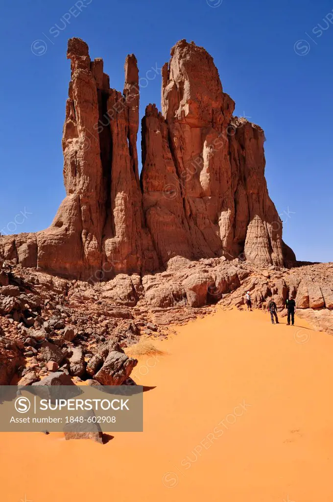 Sandstone rock formation, Tadrart, Tassili n'Ajjer National Park, Unesco World Heritage Site, Algeria, Sahara, North Africa