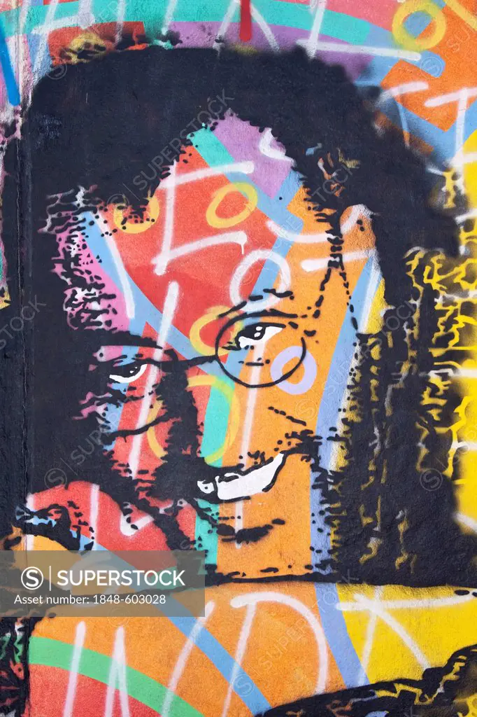 Actor Jean Reno, painting, mural, Berlin Wall, East Side Gallery, Berlin, Germany, Europe
