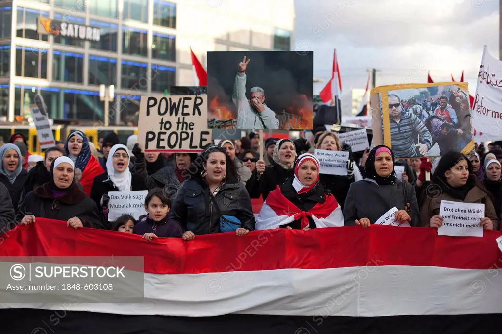 Exiled Egyptians demonstrating for freedom and democracy in their homeland, Berlin, Germany, Europe
