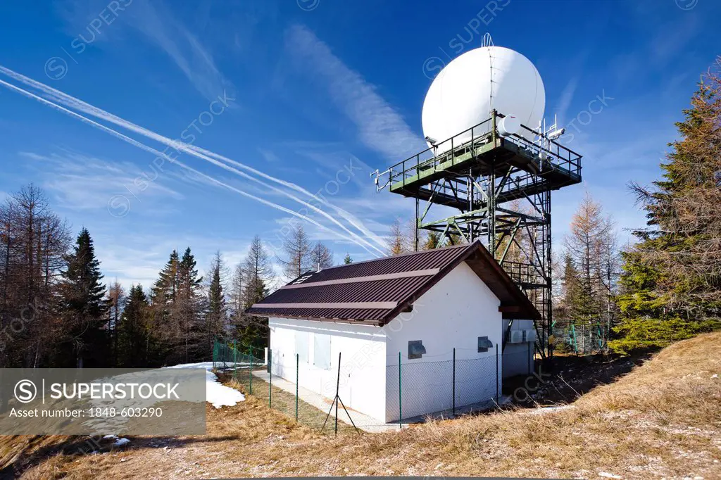 Precipitation Radar Station on Gantkofel Mountain, Mendel Ridge, Alto Adige, Italy, Europe