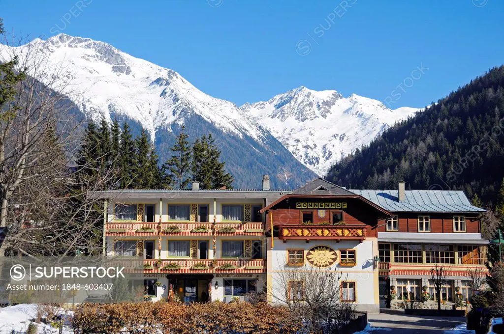 Hotel in the town of Mallnitz, Hohe Tauern National Park, Alps, Carinthia, Austria, Europe