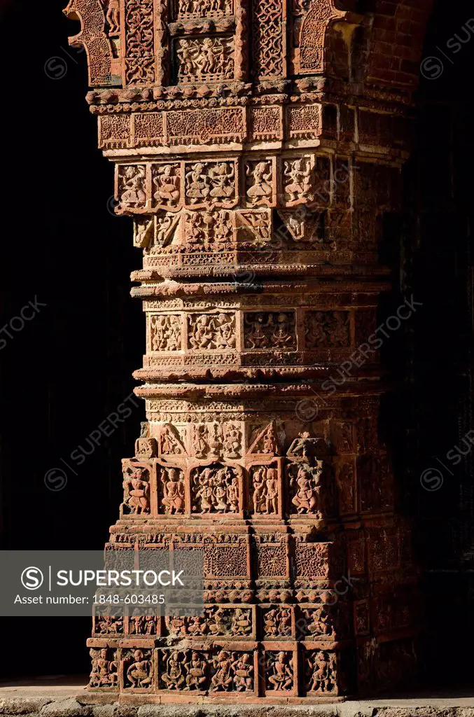 Column, Madan Mohan terracotta temple, Bishnupur, Bankura district, West Bengal, India