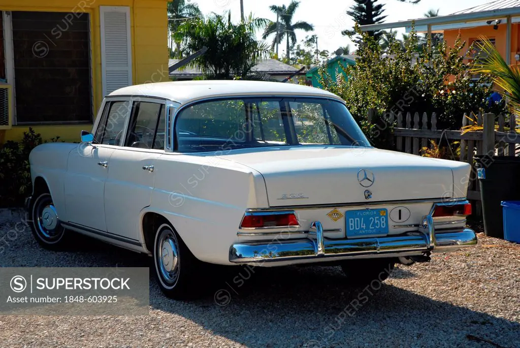A Mercedes 200 vintage car from the 1960s in Florida, USA, America