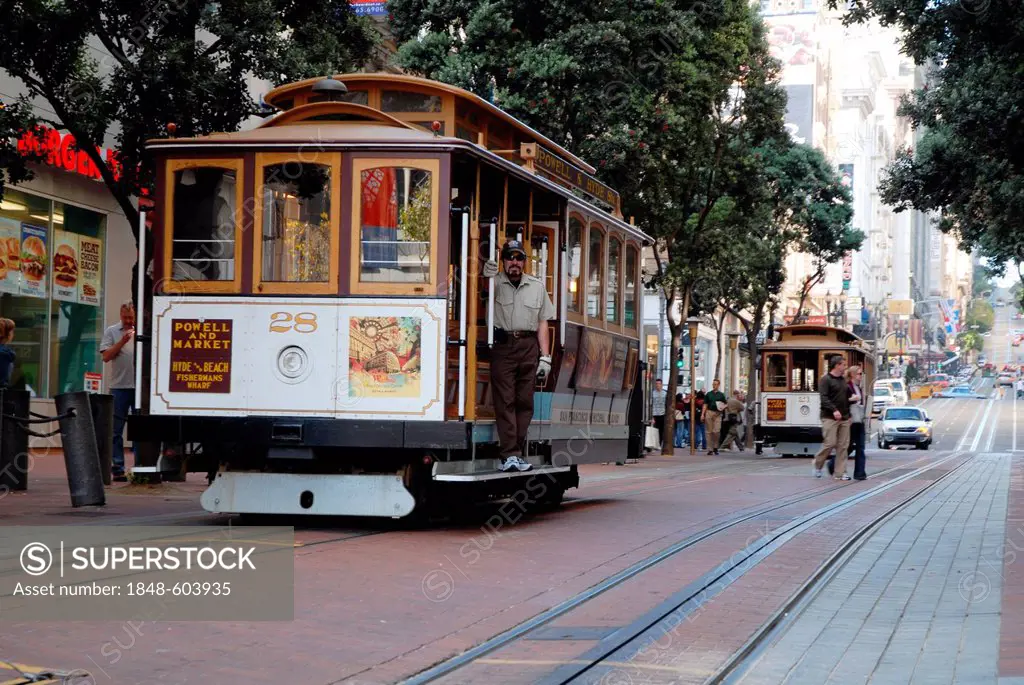 Cable car, San Francisco, California, USA, America