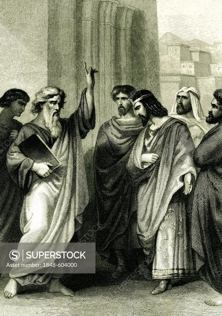 Isaias the Prophet, biblical scene, historical engraving, 1861