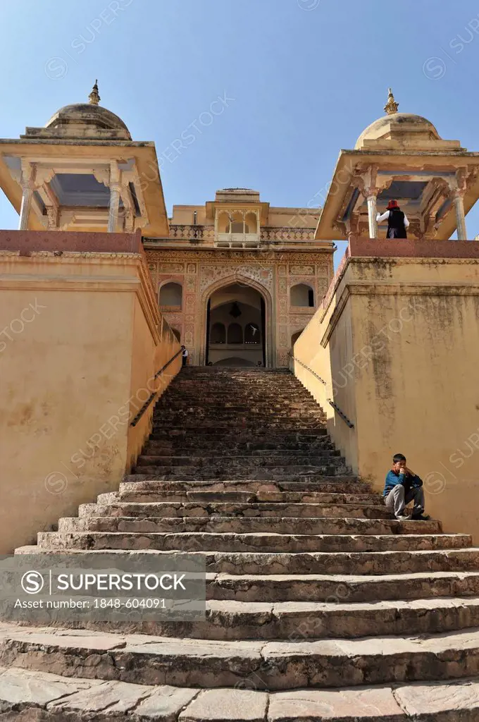 Stairs, Fort Amber, Amber, near Jaipur, Rajasthan, North India, India, South Asia, Asia