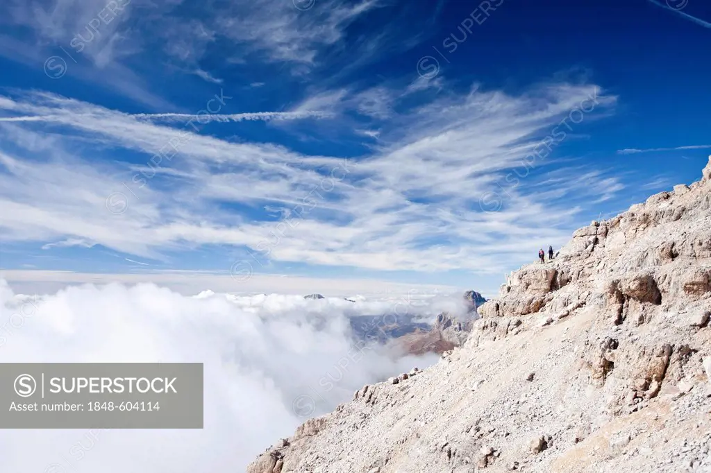 Ascent of Piz Boe Mountain, Dolomites, Alto Adige, Italy, Europe