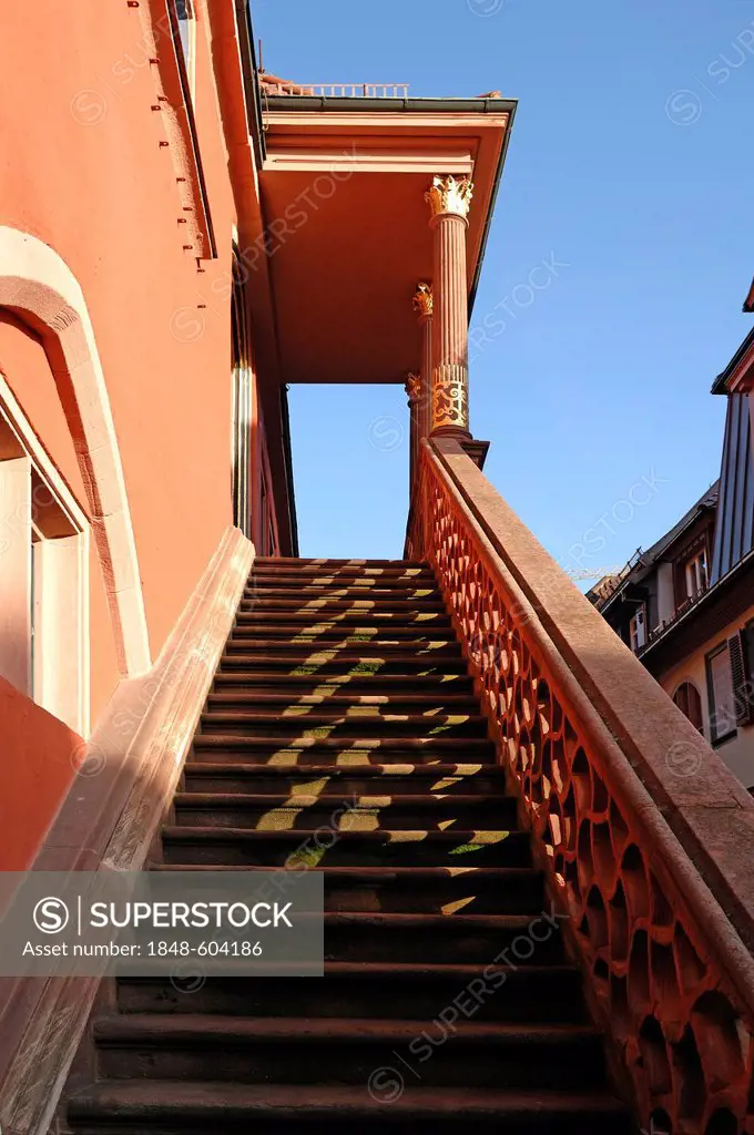 Staircase, Old Town Hall, 17th Century, Friedrichstrasse 1, Lahr/Schwarzwald, Baden-Wuerttemberg, Germany, Europe