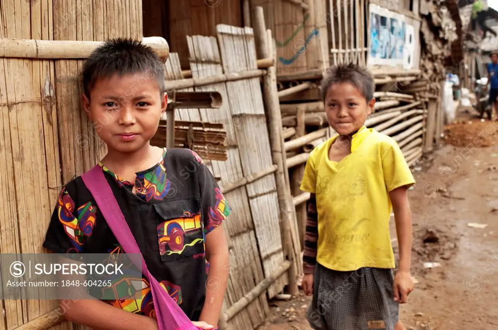 Two Karen refugee boys in the Mae La refugee camp, Tak province, Thailand, Asia