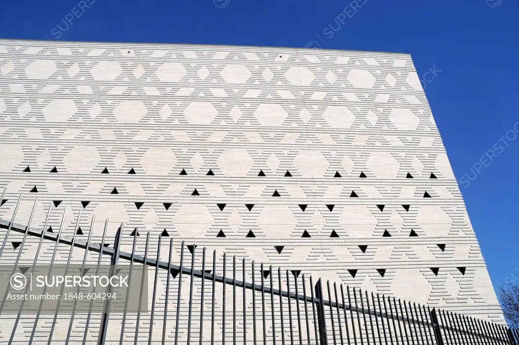 Stars of David, facade, fence, New Synagogue, Bochum, Ruhrgebiet area, North Rhine-Westphalia, Germany, Europe