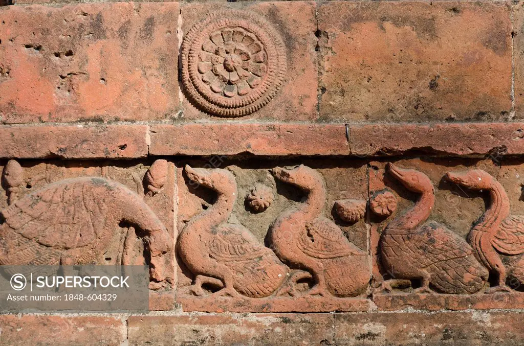 Relief at the Rashmancha brick and terracotta temple, Bishnupur, Bankura district, West Bengal, India