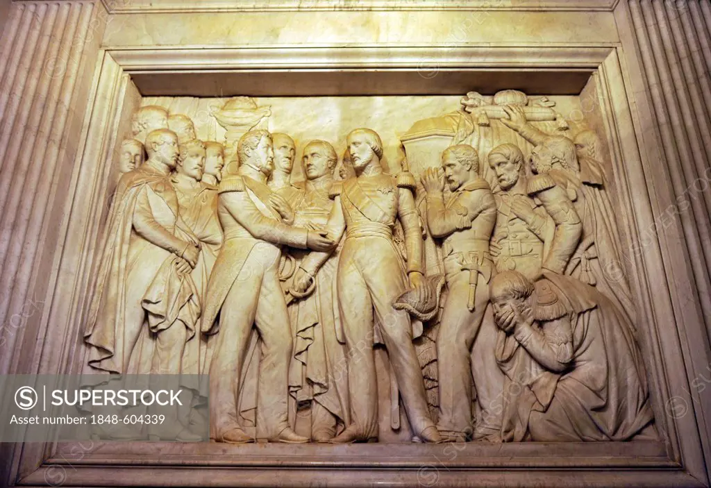 Wall relief, crypt of Napoleon, Dome des Invalides or Eglise du Dome church, Napoleon's tomb, Paris, France, Europe