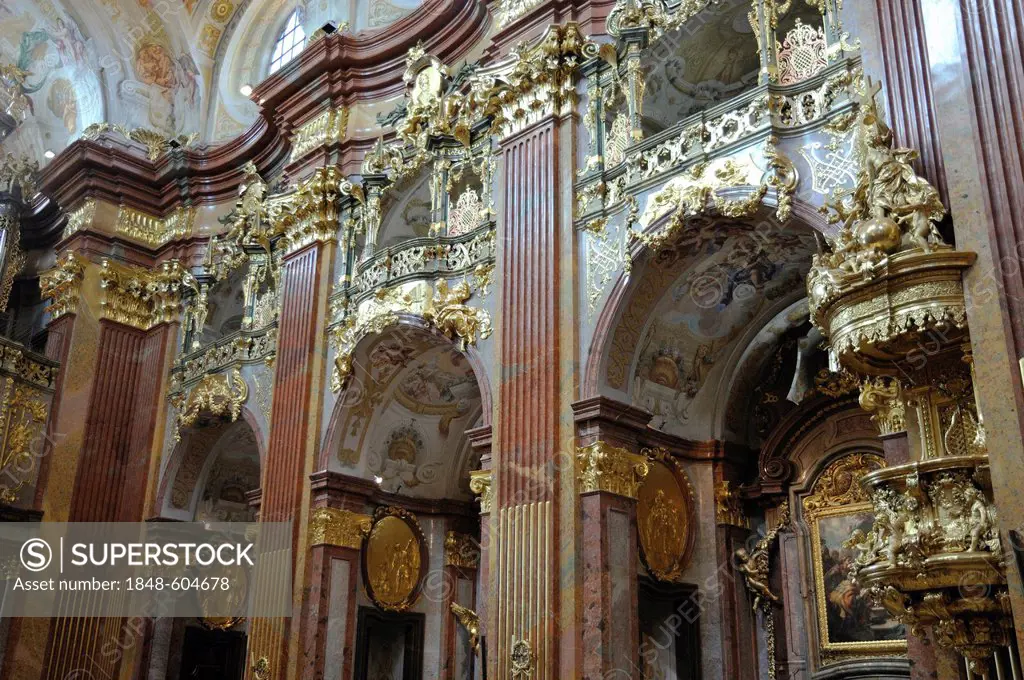 Monastery church of Melk Abbey or Stift Melk, UNESCO World Heritage Site, Lower Austria, Austria, Europe