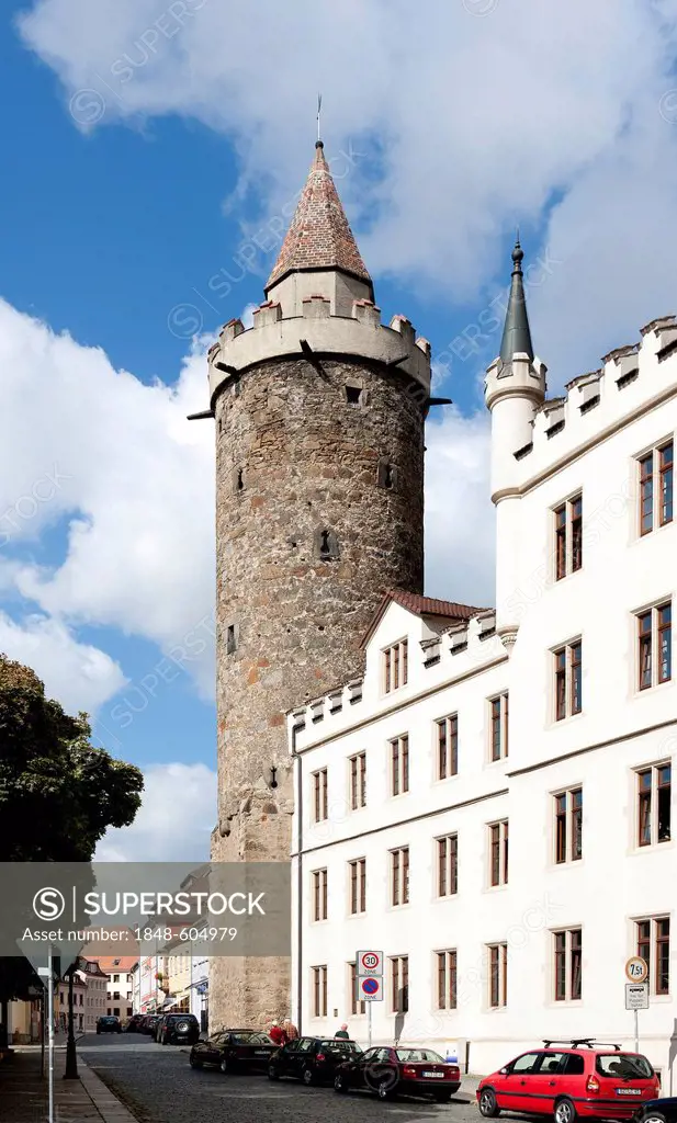 Wendischer Turm tower and Alte Kaserne barracks, revenue office, Bautzen, Budysin, Upper Lusatia, Lusatia, Saxony, Germany, Europe, PublicGround