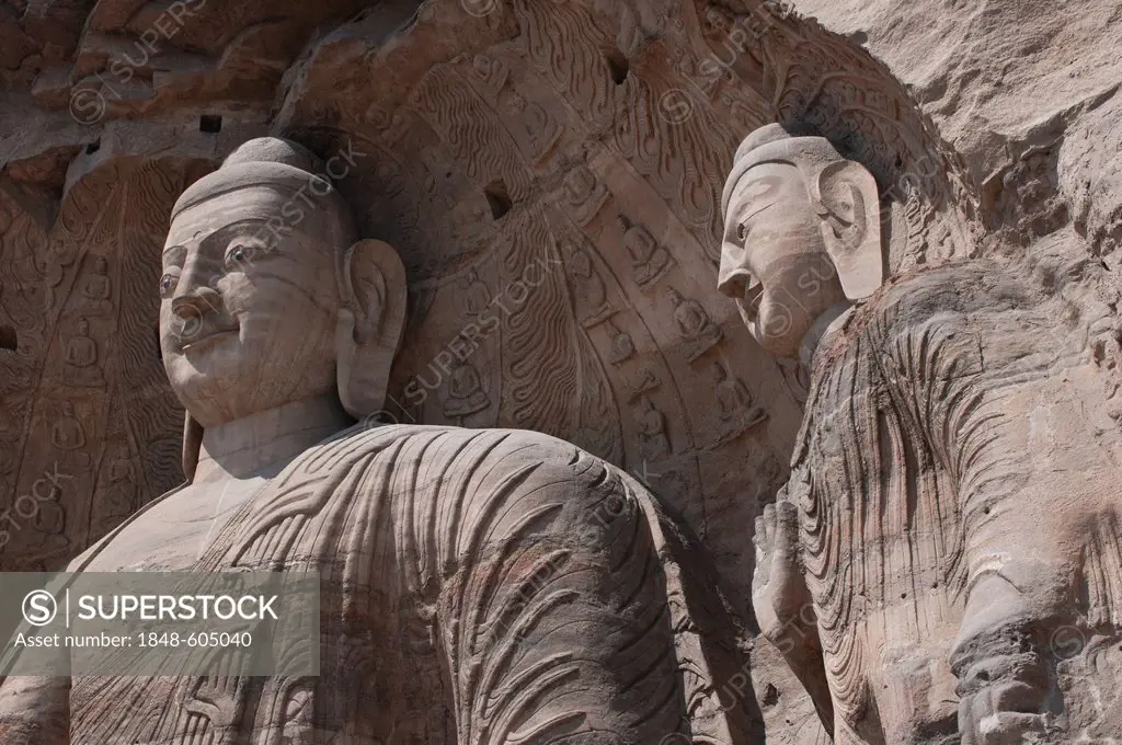 Yungang Grottoes, early Buddhist cave temples, Unesco World Heritage Site, Shanxi, China, Asia