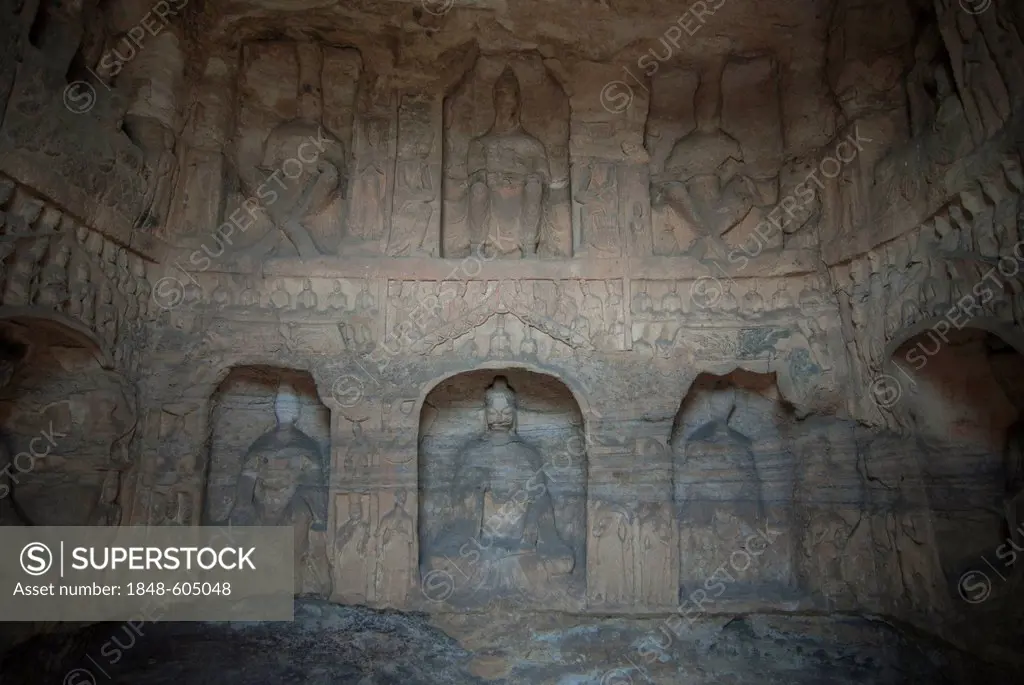 Yungang Grottoes, early Buddhist cave temples, Unesco World Heritage Site, Shanxi, China, Asia