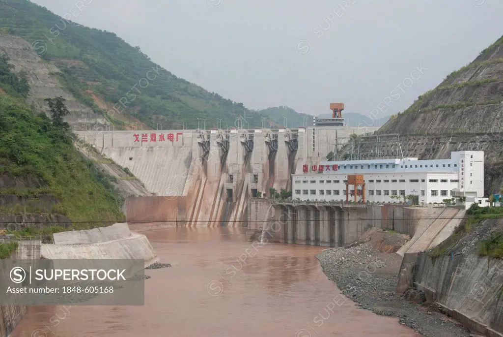 Production of electricity, dam, hydropower plant in the river, Jiangcheng, Pu'er City, Yunnan Province, People's Republic of China, Southeast Asia, As...