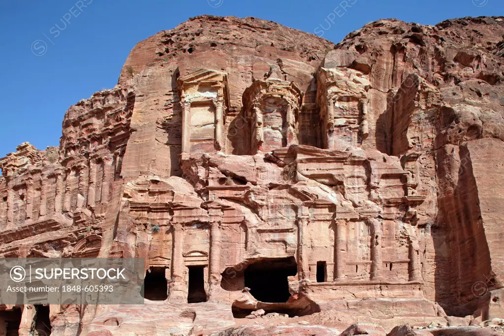 Corinthian Tomb, Petra, the capital city of the Nabataeans, rock city, UNESCO World Hertage Site, Wadi Musa, Hashemite Kingdom of Jordan, Orient, Midd...