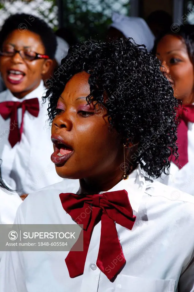Women singing at a Sunday service, Bamenda, Cameroon, Africa